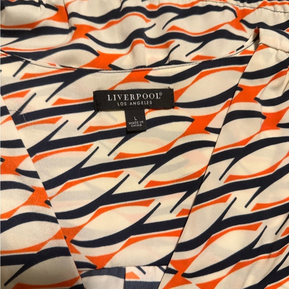 Liverpool Women's Wrap Blouse - Orange and Black Pattern sz Large L Lg - Picture 5 of 7